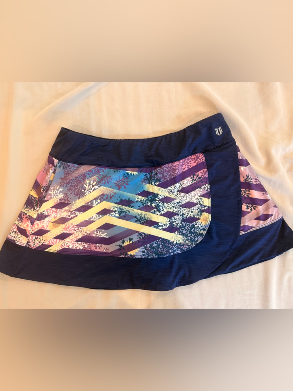 EleVen by Venus Williams Tennis Skort Navy Floral Chevron Print Size L